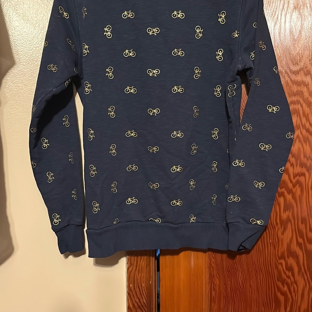 Fox Navy Blue Crewneck Sweater with Bicycle Pattern